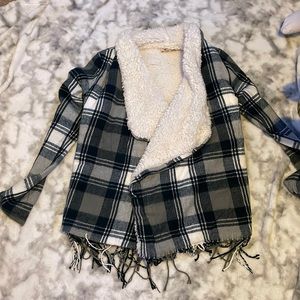 Black, white and gray plaid Hollister cover-up